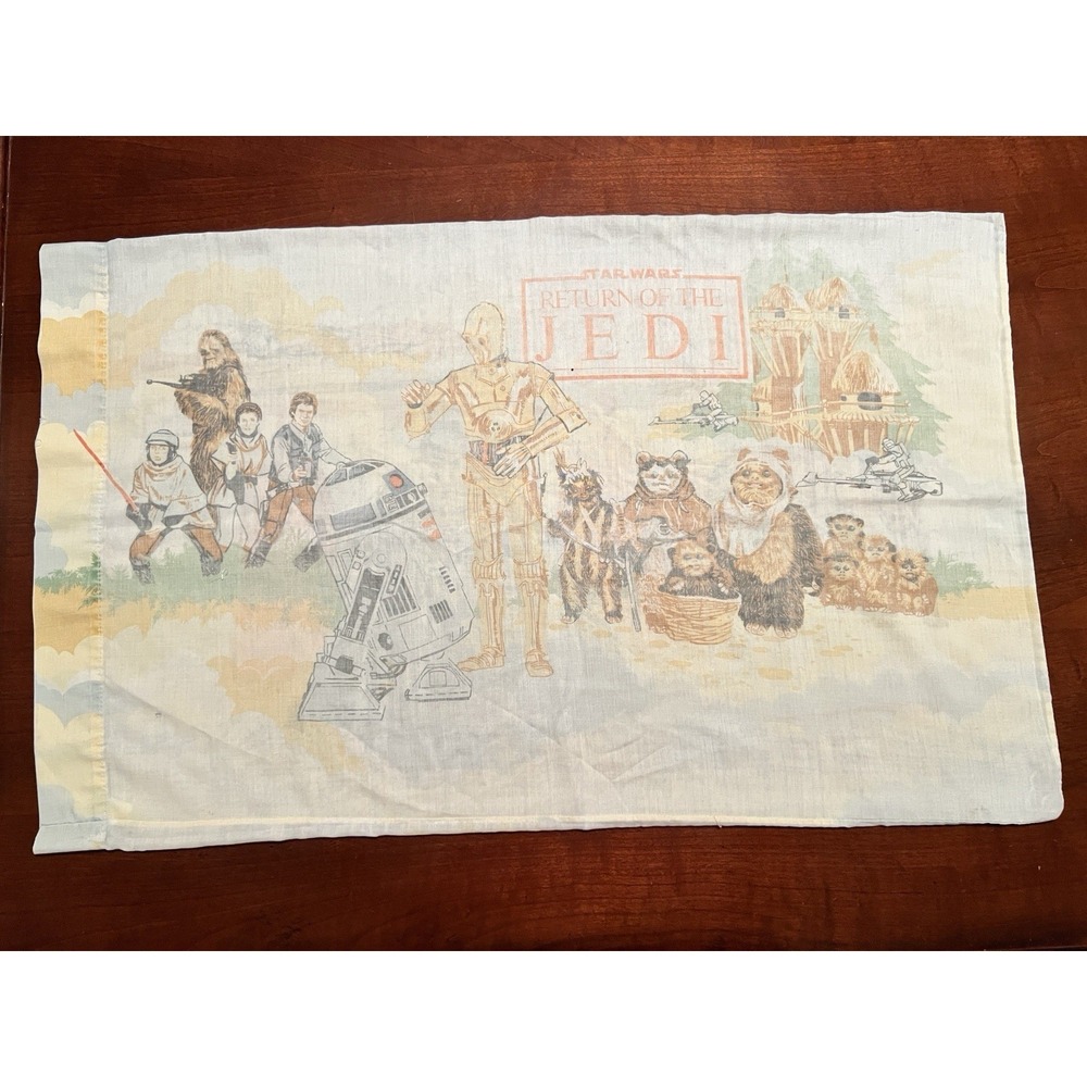 Return of the Jedi Pillowcase original Star Wars 1983 VTG Double Sided Worn Used